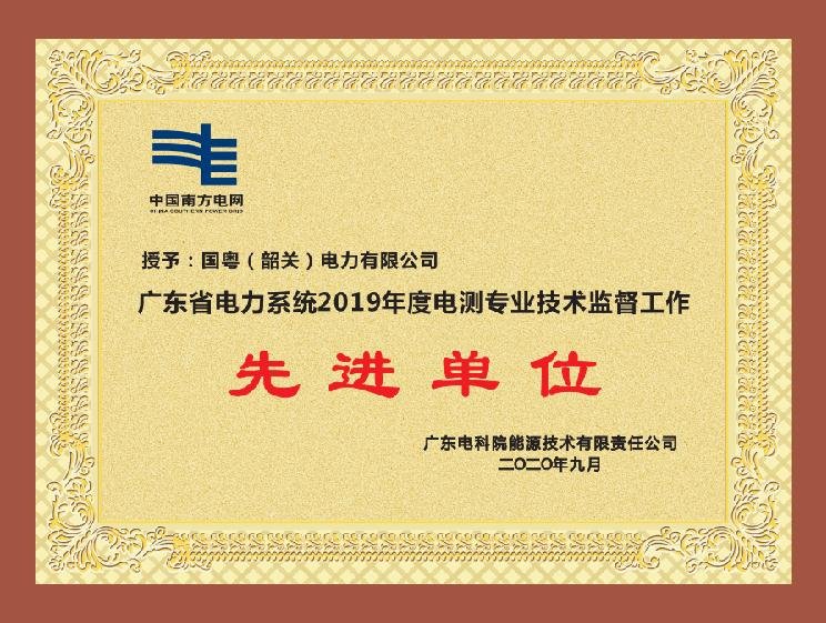 廣東省電力系統(tǒng)2019年度電測專業(yè)技術(shù)監(jiān)督工作 先進(jìn)單位